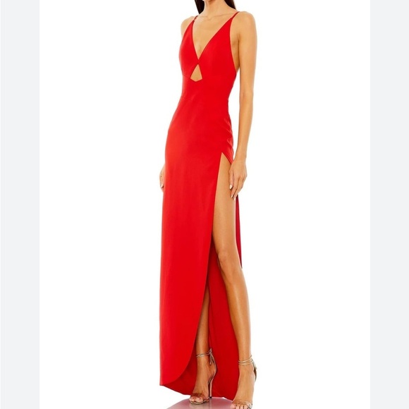 Mac Duggal Dresses & Skirts - Mac Duggal Red Gown Cut Out Slit Size 6